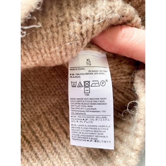 NWT Banana Republic Beige Wool Blend Oversized Turtle Neck Knit Sweater Size XL - Picture 6 of 6